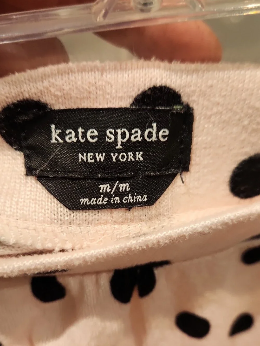 kate spade Pink and Black Polka Dot Two-Piece Pajama Set Sz M